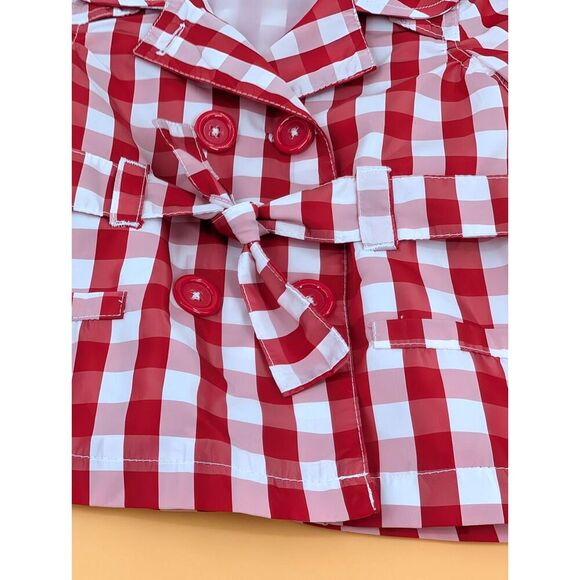 Little Lass Girls Jacket 24 M Red Gingham Lightweight Retro Style - Picture 5 of 8
